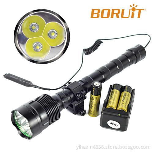 Boruit RJ-0020 3pcs CREE XM-L T6 LED Night Hunting Torch Light With Gun Mount & Pressure Switch
